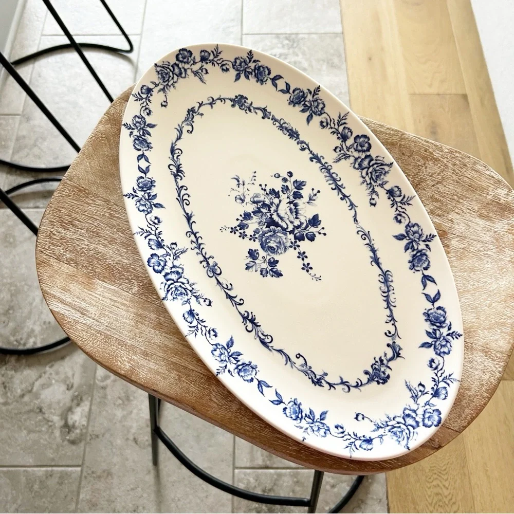NWT Anthropologie Terrain Botanical Floral Transferware Serving Platter - Picture 2 of 2